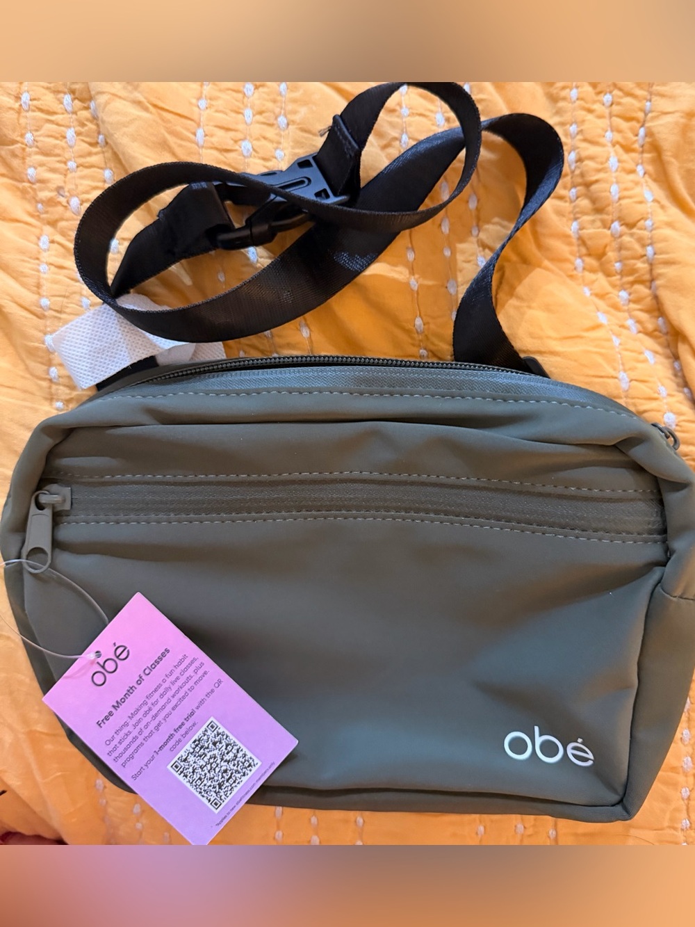 Obé x FabFitFun Olive Green Nylon Belt Bag/Fanny Pack NWT